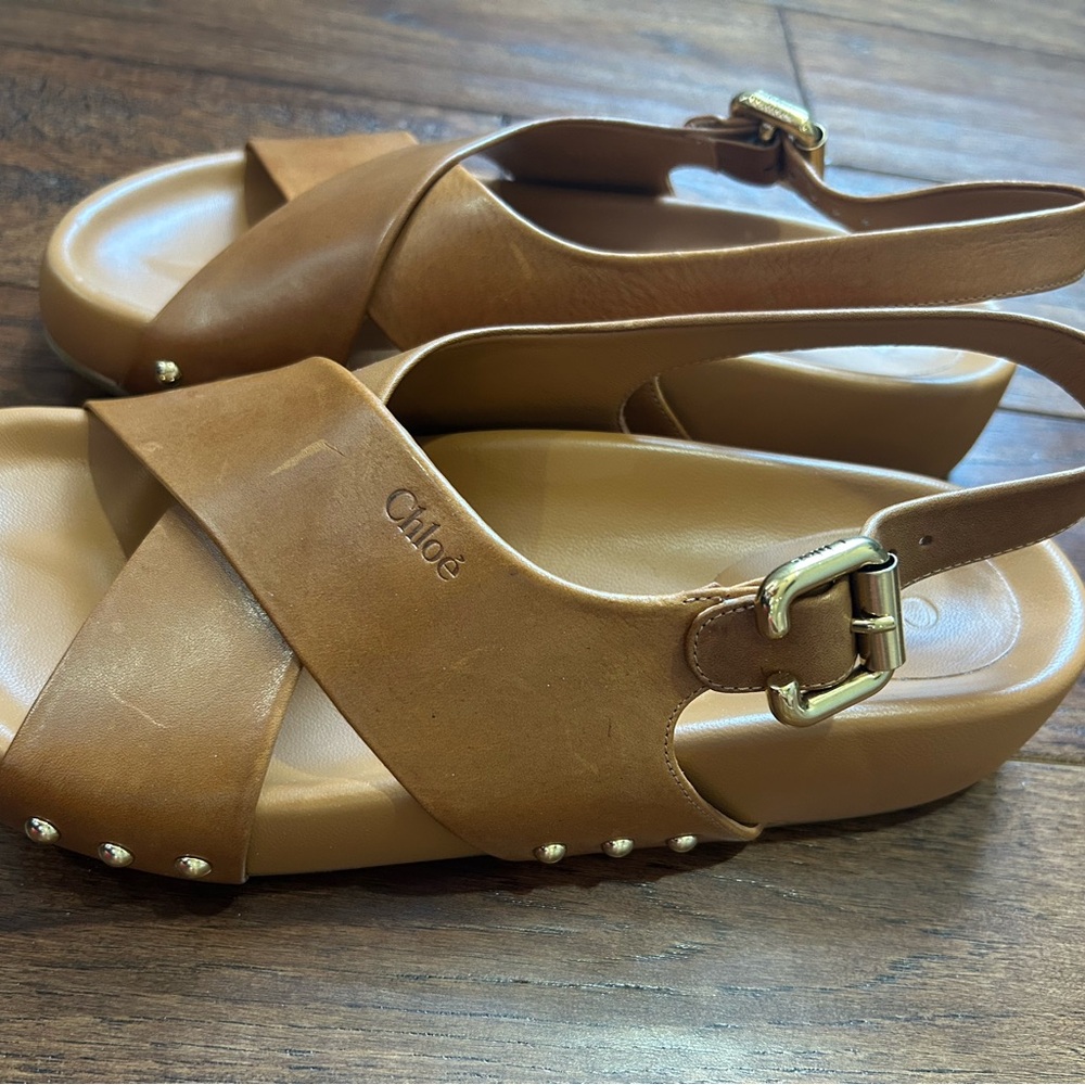 Chloe Brown Leather Sandals